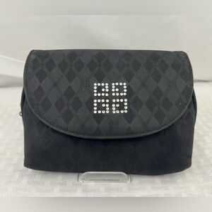 Givenchy Black Jacquard Logo Cosmetic Pouch w/ Mirror Y2K
